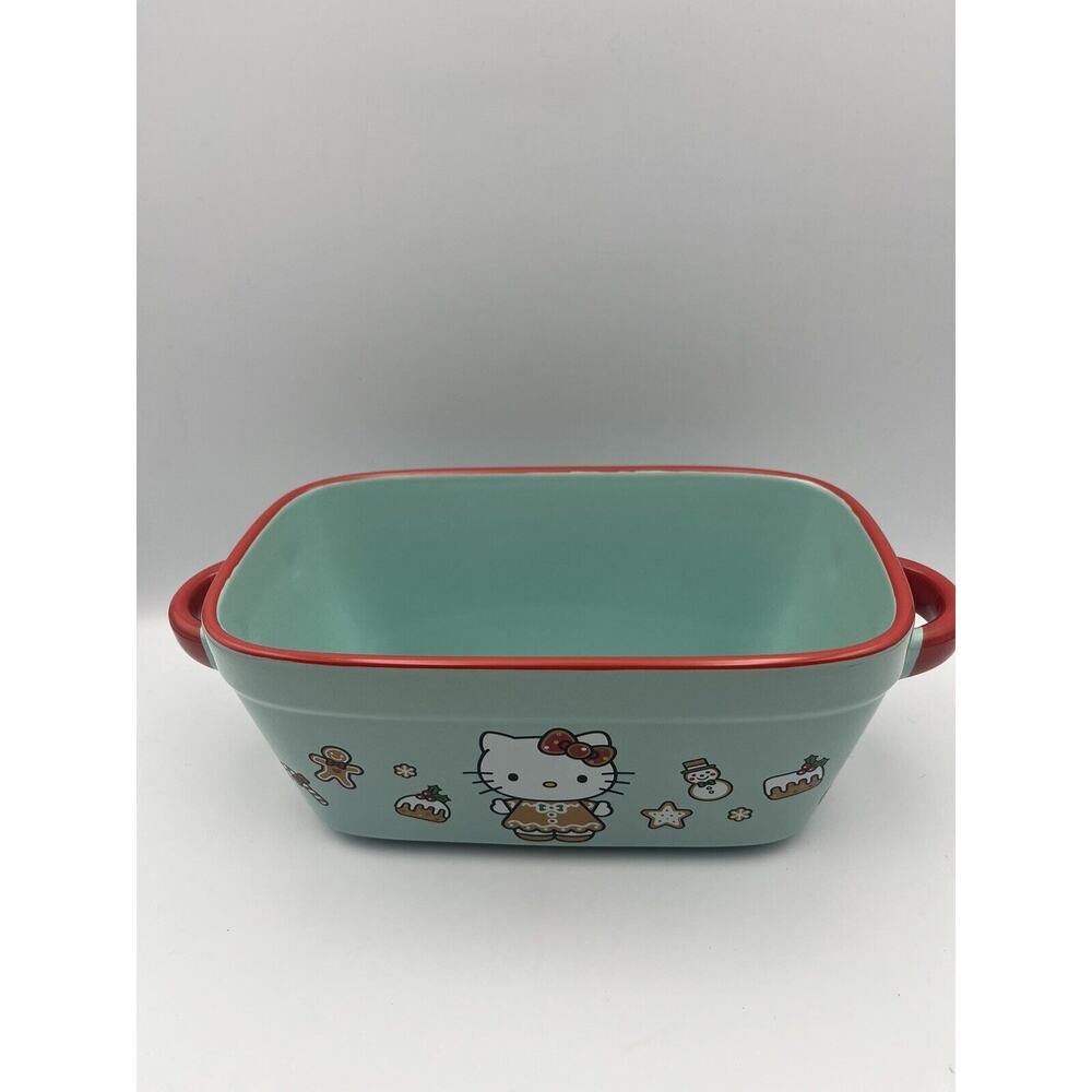 Sanrio Hello Kitty Christmas Tree Ceramic Loaf Pan Baking Dish Blue